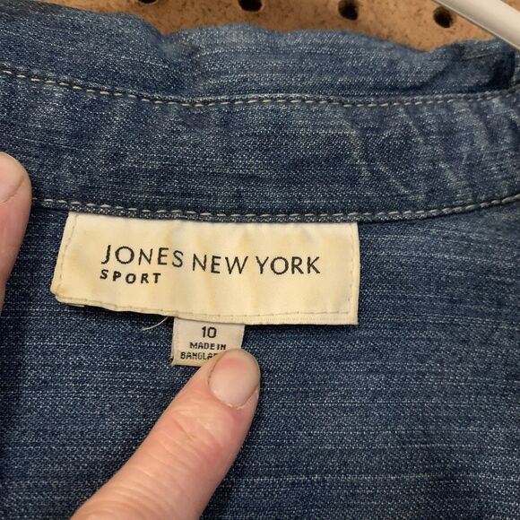 Denim Jean Dress Jones New York Y2k Western Cowgirl Midi Long Sleeve Size  10 - Picture 4 of 7